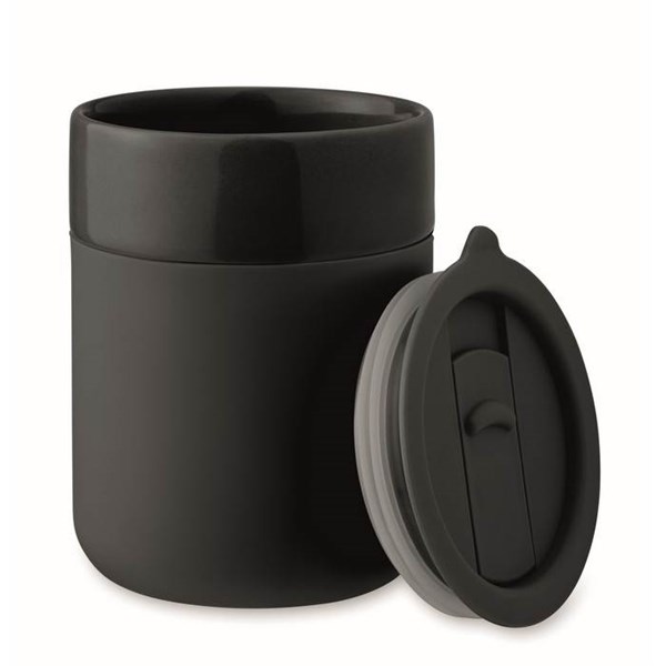 Obrázky: Keram. pohárik 330 ml s odním. návlekom, čierna, Obrázok 2