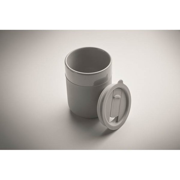 Obrázky: Keram. pohárik 330 ml s odním. návlekom, šedá, Obrázok 4