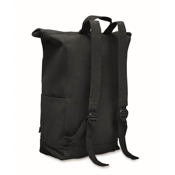 Obrázky: Čierny rolovací ruksak 390g, suchý zips a vrecko, Obrázok 2