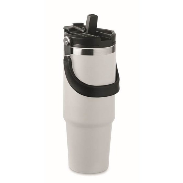 Obrázky: Biely dvojstenný hrnček 850 ml, vnútorná slamka