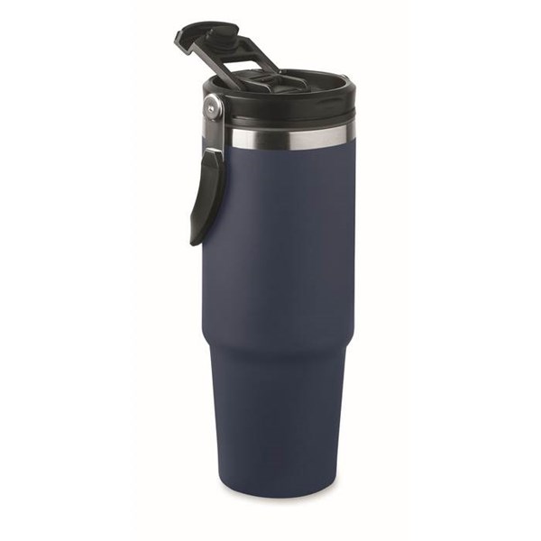 Obrázky: Modrý dvojstenný hrnček 850 ml, vnútorná slamka, Obrázok 2