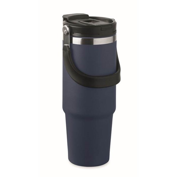 Obrázky: Modrý dvojstenný hrnček 850 ml, vnútorná slamka, Obrázok 5