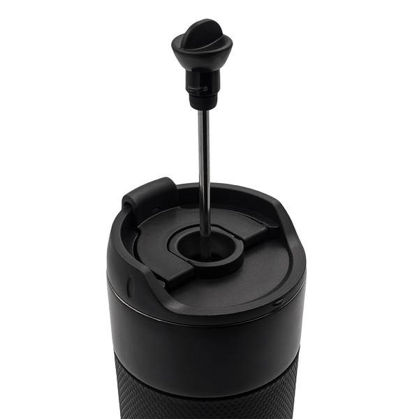 Obrázky: Čierny termohrnček 450 ml, french press, gum.úchop, Obrázok 3