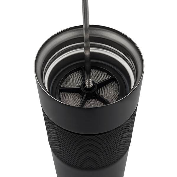 Obrázky: Čierny termohrnček 450 ml, french press, gum.úchop, Obrázok 4