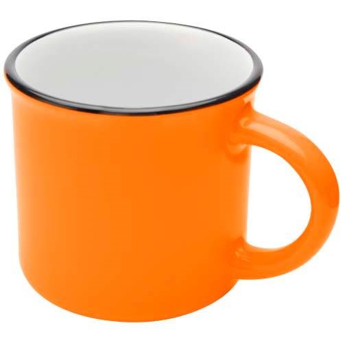Obrázky: Retro keramický hrnček 240 ml v krabičke, oranžová