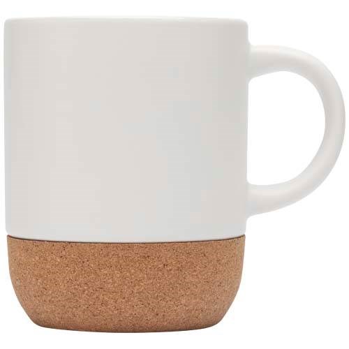 Obrázky: Matný keram. hrnček 300 ml s korkom, biela, Obrázok 6