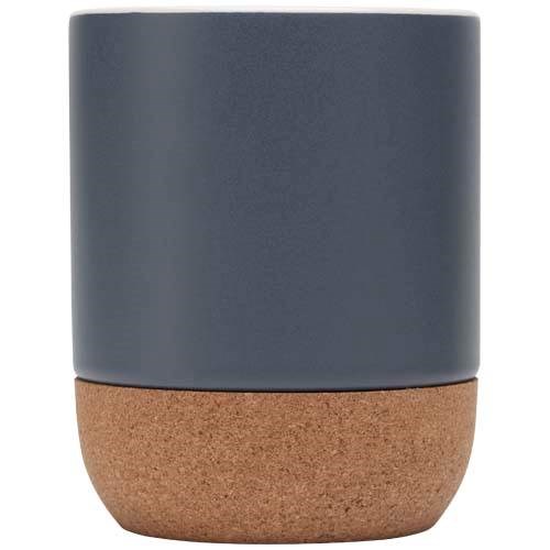 Obrázky: Matný keram. hrnček 300 ml s korkom, tm. modrá, Obrázok 3