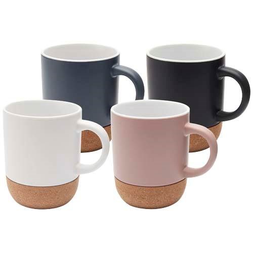 Obrázky: Matný keram. hrnček 300 ml s korkom, tm. modrá, Obrázok 4