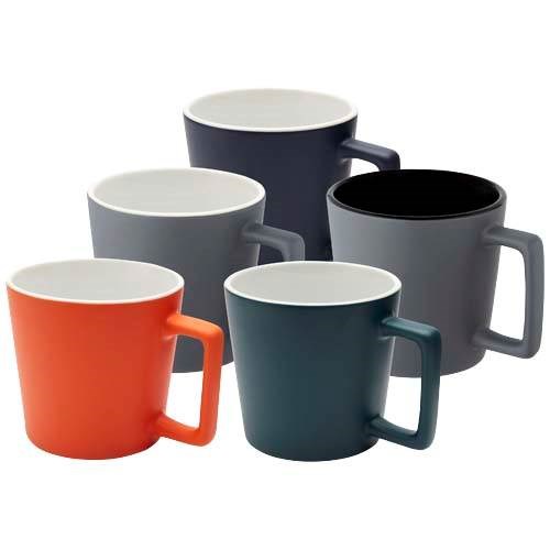 Obrázky: Keramický hrnček 370 ml, matný povrch,zeleno/biely, Obrázok 5