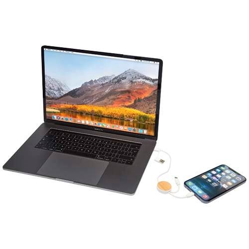 Obrázky: Biely rýchlonabíjací 27W kábel 5v1, 30 cm, bambus, Obrázok 5