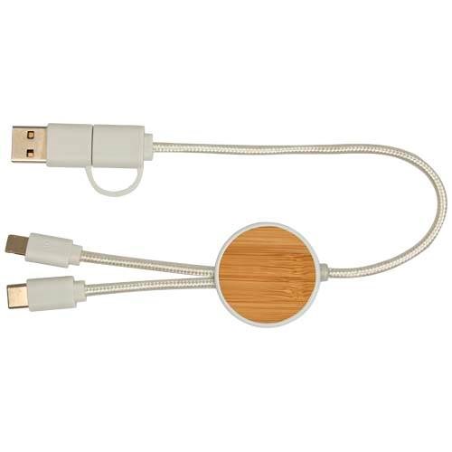 Obrázky: Biely rýchlonabíjací 27W kábel 5v1, 30 cm, bambus, Obrázok 7
