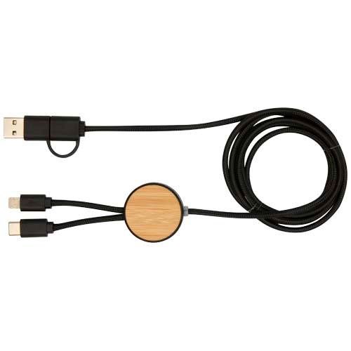 Obrázky: Čierny rýchlonabíjací 27W kábel 5v1, 150 cm,bambus, Obrázok 7