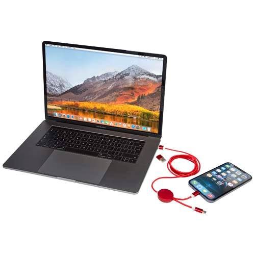 Obrázky: Červený rýchlonabíjací 27W kábel 5v1 150 cm,hliník, Obrázok 5