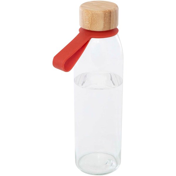 Obrázky: Sklenená fľaša 500ml, silikón. rukoväť, červená