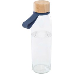 Obrázky: Sklenená fľaša 500ml, silikón. rukoväť, tm. modrá