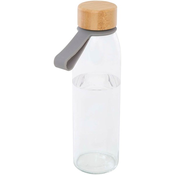 Obrázky: Sklenená fľaša 500ml, silikón. rukoväť, šedá