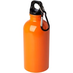 Obrázky: Nerezová  fľaša 400ml s karabínou, oranžová