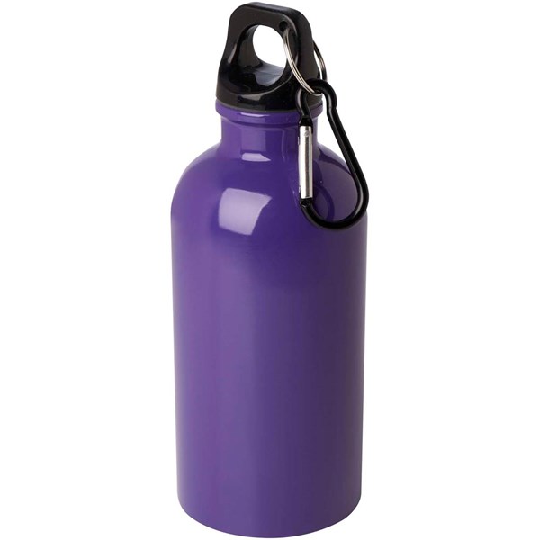 Obrázky: Nerezová  fľaša 400ml s karabínou, fialová