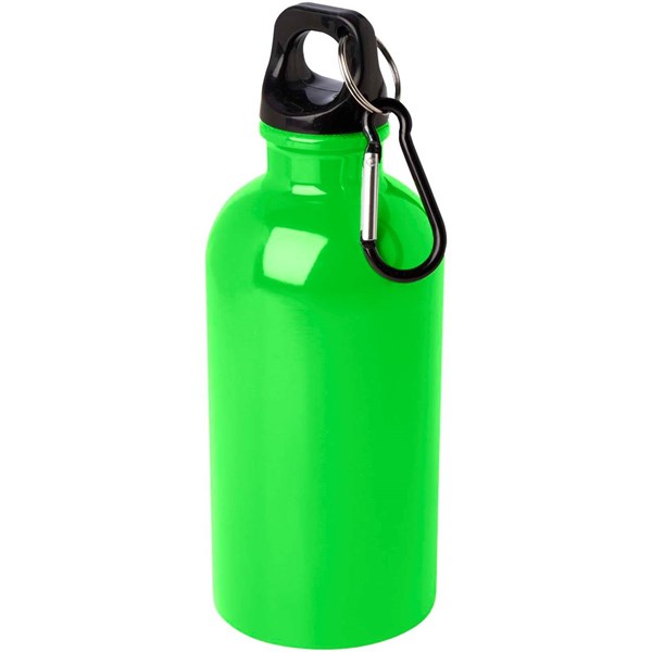 Obrázky: Nerezová  fľaša 400ml s karabínou, sv. zelená