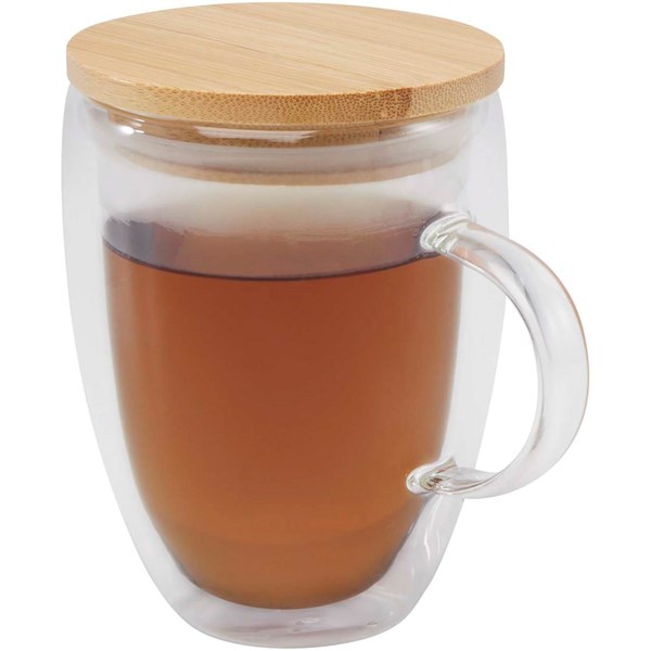 Obrázky: Sklenený hrnček, 350 ml a bambusovým viečkom