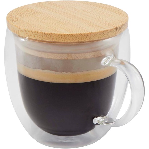 Obrázky: Sklenený hrnček, 250 ml a bambusovým viečkom