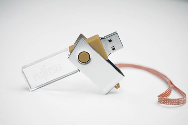 Obrázky: CRYSTAL ROTATE žltý USB flash disk 64GB s LED
