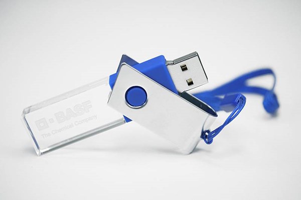 Obrázky: CRYSTAL ROTATE modrý USB flash disk 64GB s LED