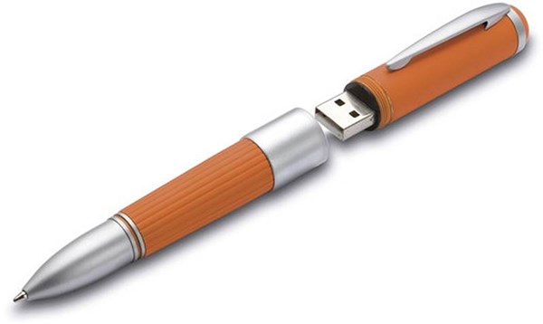 Obrázky: Oranžové guličkové pero/USB flash disk 64GB 2v1