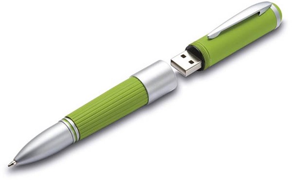 Obrázky: Limetkové guličkové pero/USB flash disk 64GB 2v1