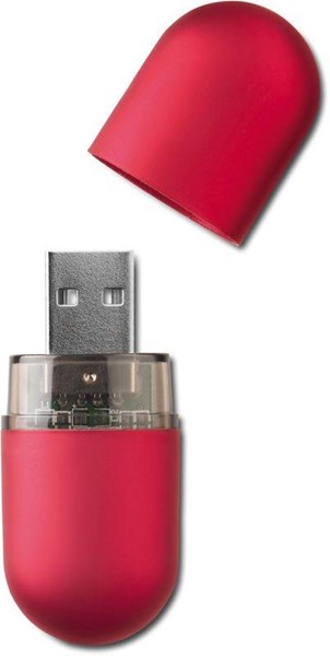 Obrázky: Infocap červený oválny USB flash disk,pútko 64GB, Obrázok 2