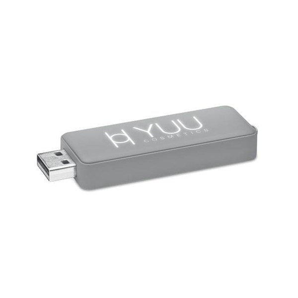 Obrázky: Šedý USB flash disk 64 GB, podsvietené logo