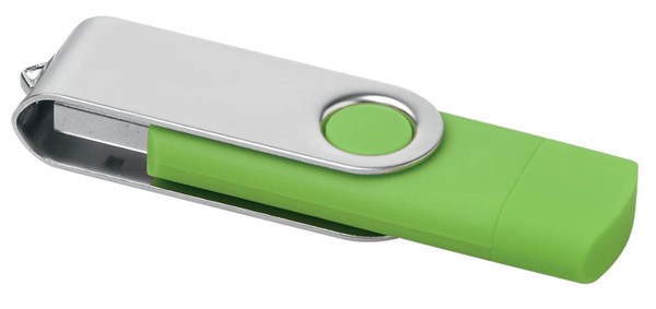 Obrázky: Zelený OTG Twister USB flash disk s USB-C, 16GB, Obrázok 3