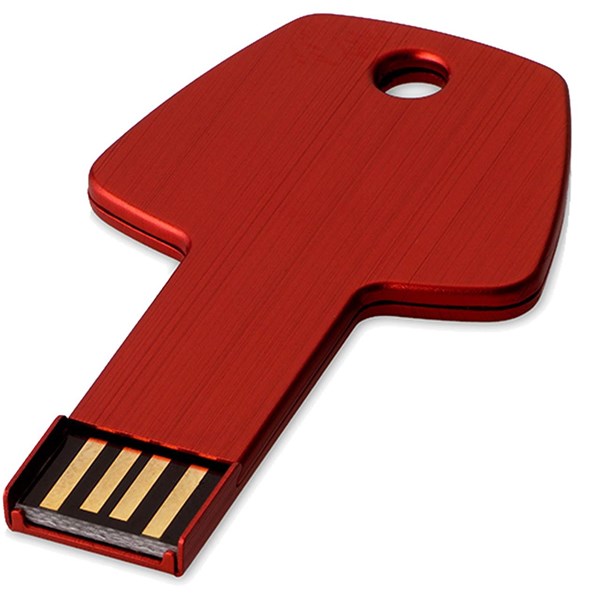 Obrázky: Červený hliníkový USB flash disk 64GB, tvar kľúča