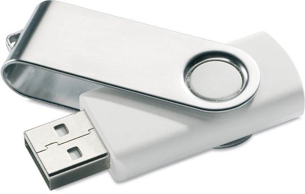 Obrázky: USB kľúč Techmate vyklápací, 1GB, biela-strieborná, Obrázok 3