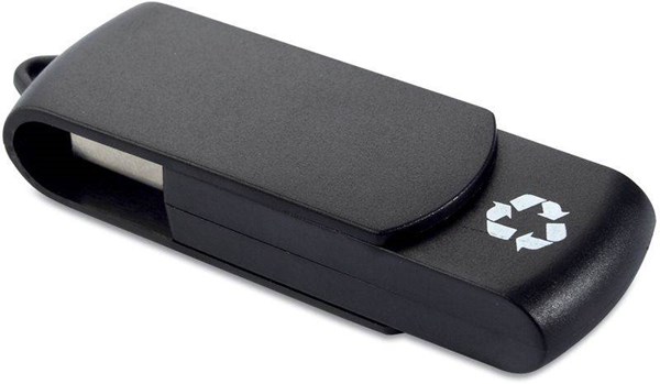 Obrázky: USB kľúč Recycloflash otočný 1 GB, čierna, Obrázok 2