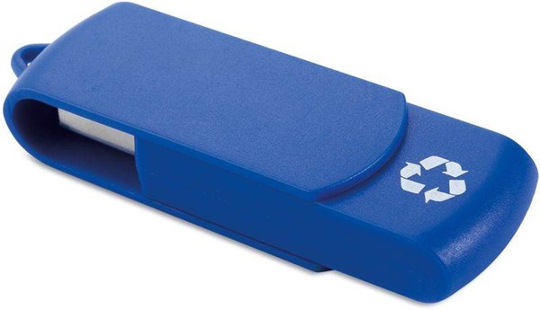 Obrázky: USB kľúč Recycloflash otočný 1 GB, modrá, Obrázok 2
