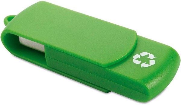 Obrázky: Recycloflash zelený otočný USB disk 64 GB