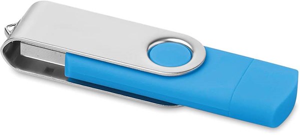Obrázky: OTG Twister flash disk 1 GB s micro USB,tyrkysový, Obrázok 2