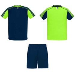 Obrázky: Detská sada 2 dresy+šortky,fluor.zeleno-modrá 3/4