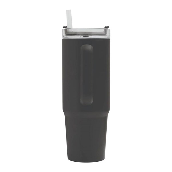 Obrázky: Čierny dvojstenný termohrnček 900ml,slamka a ucho, Obrázok 4