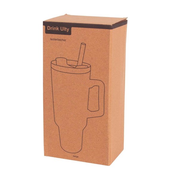 Obrázky: Béžový dvojstenný termohrnček 900ml,slamka a ucho, Obrázok 9