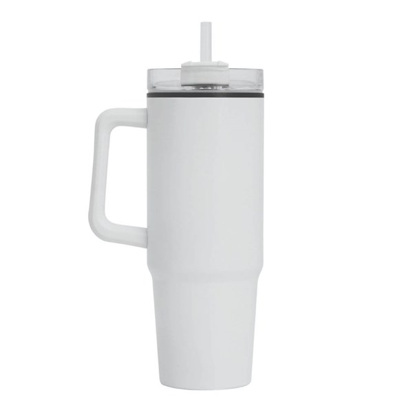 Obrázky: Biely dvojstenný termohrnček 900ml,slamka a ucho, Obrázok 3