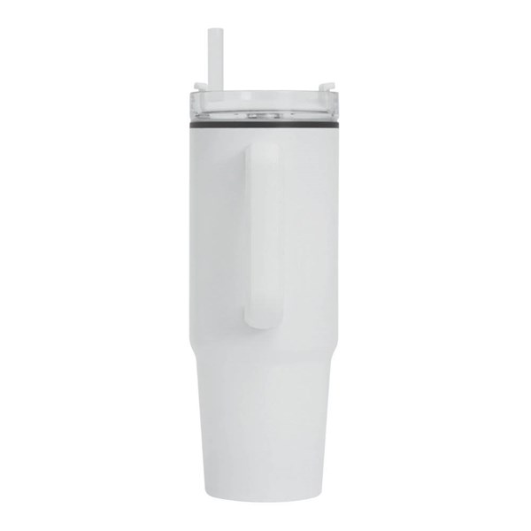 Obrázky: Biely dvojstenný termohrnček 900ml,slamka a ucho, Obrázok 5