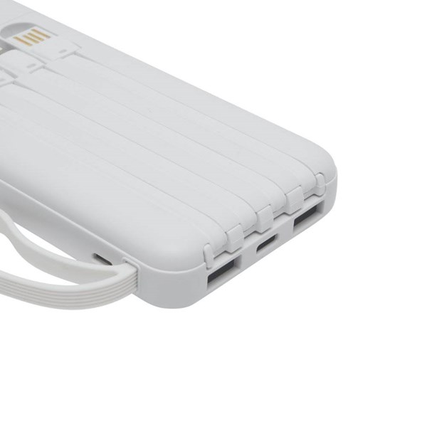 Obrázky: Biela powerbanka 10 000 mAh s káblami a displejom, Obrázok 6