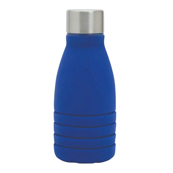 Obrázky: Modrá skladacia silik.fľaša s karabínou, 550ml, Obrázok 3