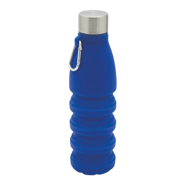 Obrázky: Modrá skladacia silik.fľaša s karabínou, 550ml, Obrázok 5