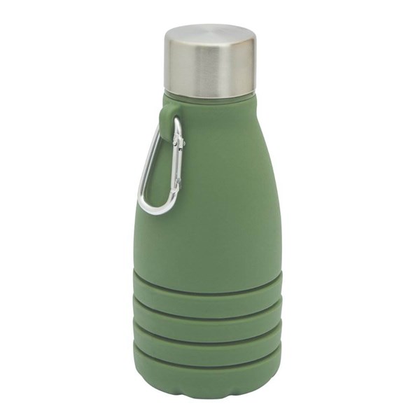 Obrázky: Zelená skladacia silik.fľaša s karabínou, 550ml