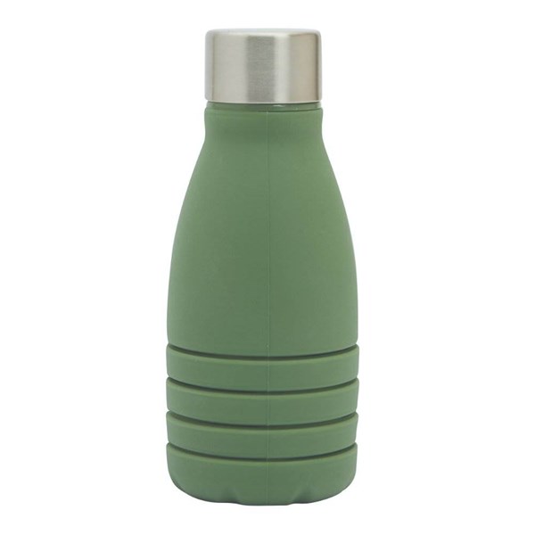 Obrázky: Zelená skladacia silik.fľaša s karabínou, 550ml, Obrázok 3