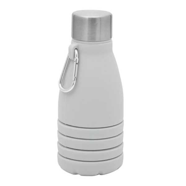 Obrázky: Šedá skladacia silik.fľaša s karabínou, 550ml