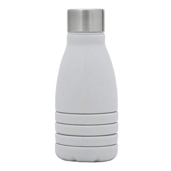 Obrázky: Šedá skladacia silik.fľaša s karabínou, 550ml, Obrázok 3